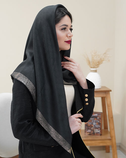 روسری مشکی زنانه طرحدار کد 15339